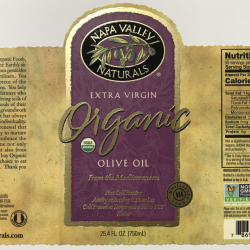 Napa Valley Naturals Organic Extra Virgin Olive Oil Label printed by Multi-Color Corp